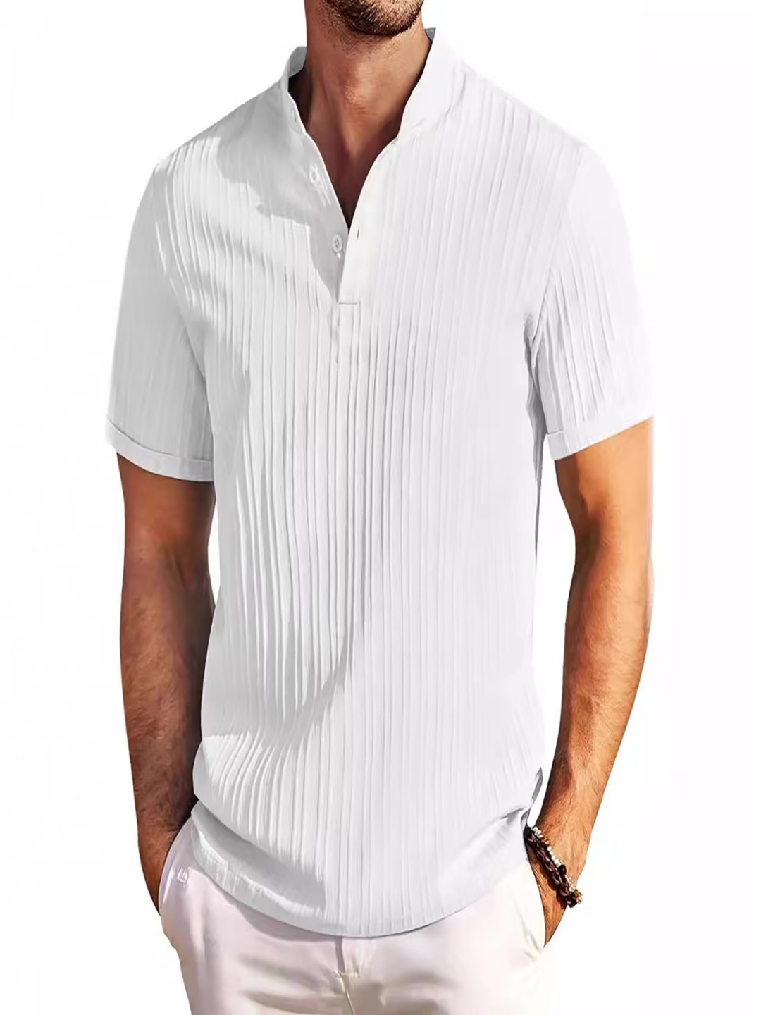

StyleCast x Revolte Men Polo Collar T-shirt, White