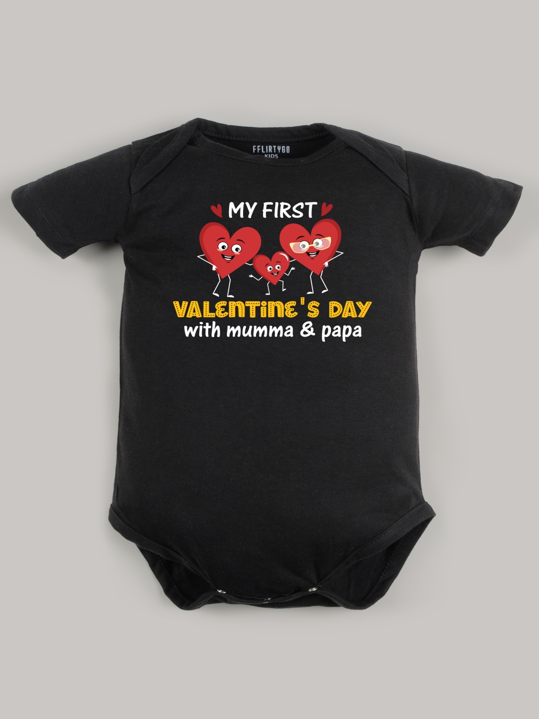 

FFLIRTYGO Infants Valentine day Printed Cotton Bodysuit, Black