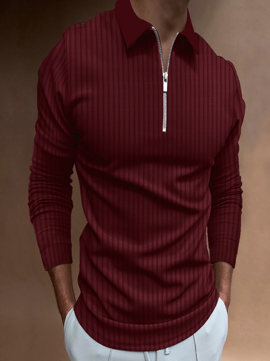 

StyleCast x Revolte Men Self Design Polo Collar T-shirt, Maroon