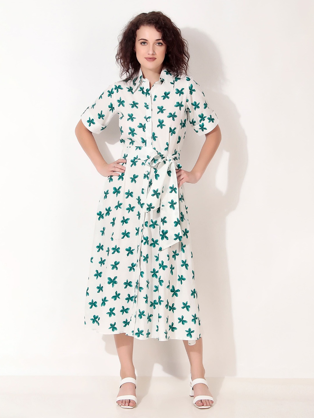 

Seryeon Women Floral Printed Formal A-Line Midi Dress, White
