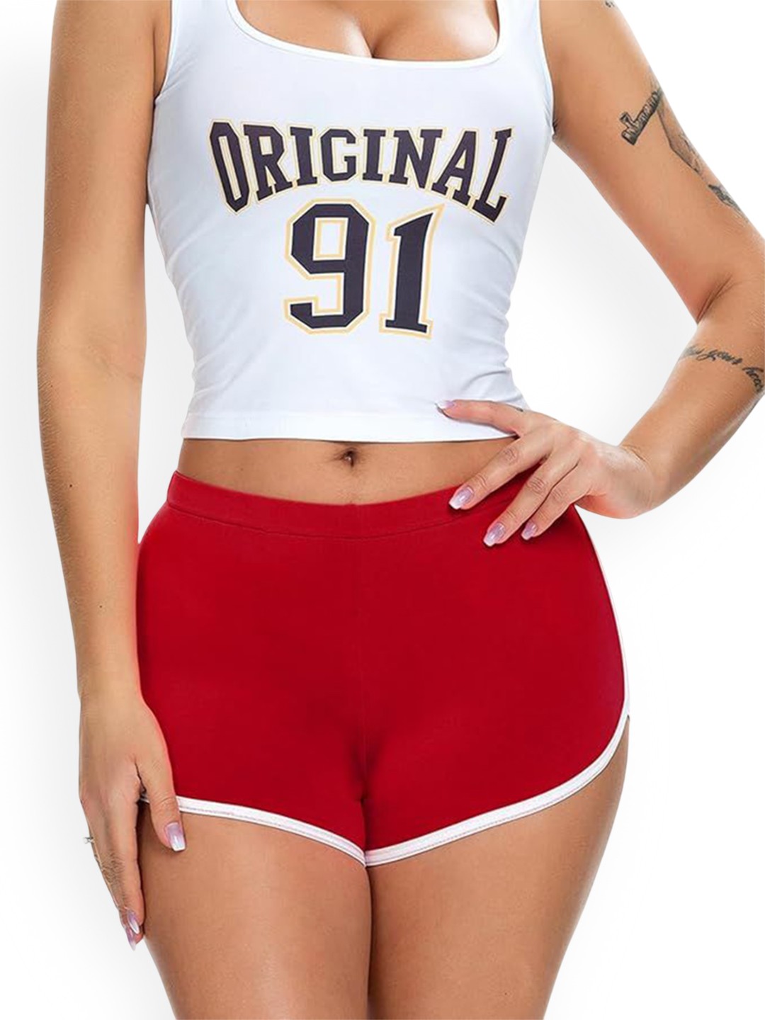 

BRACHY Women High-Rise Training or Gym Sports Shorts, Red