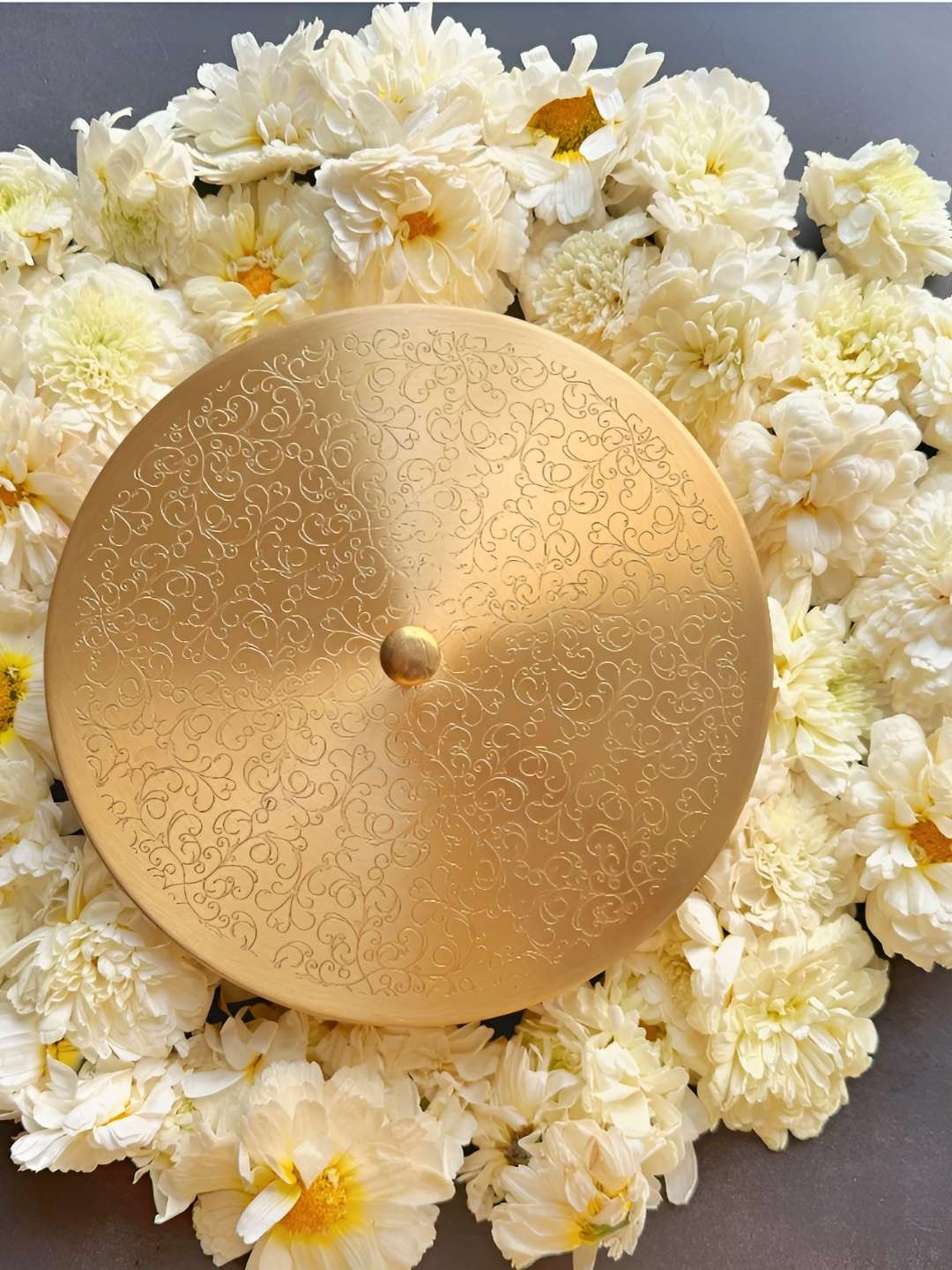 

ABEL HOUSE Gold-Toned Floral Textured Brass Easy To Clean Spice Box