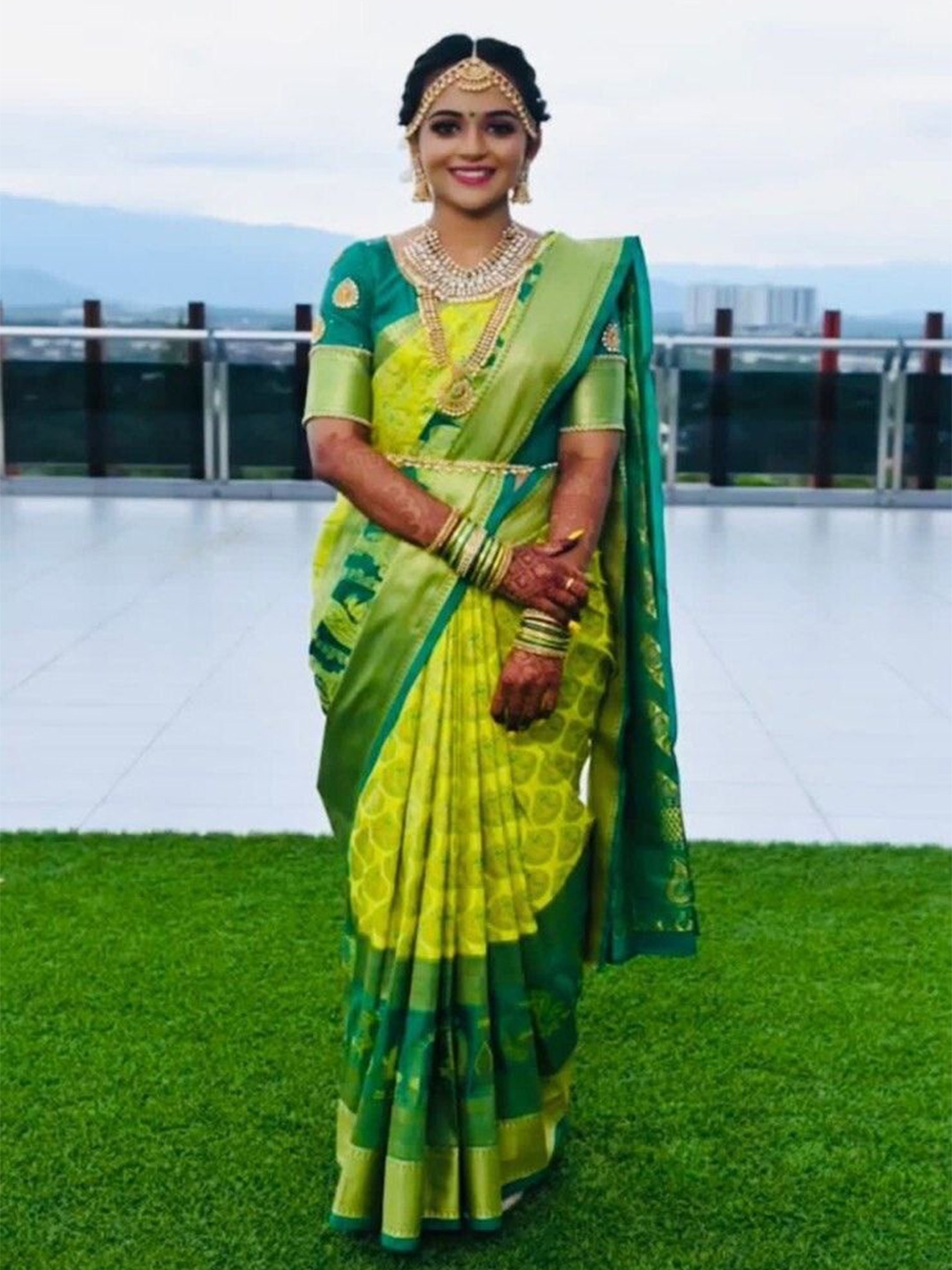 

bansari textiles Woven Design Zari Kanjeevaram Saree, Yellow