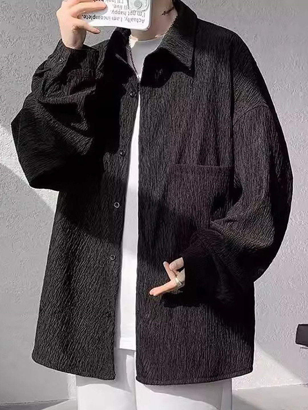 

StyleCast x Revolte Men Opaque Casual Shirt, Black