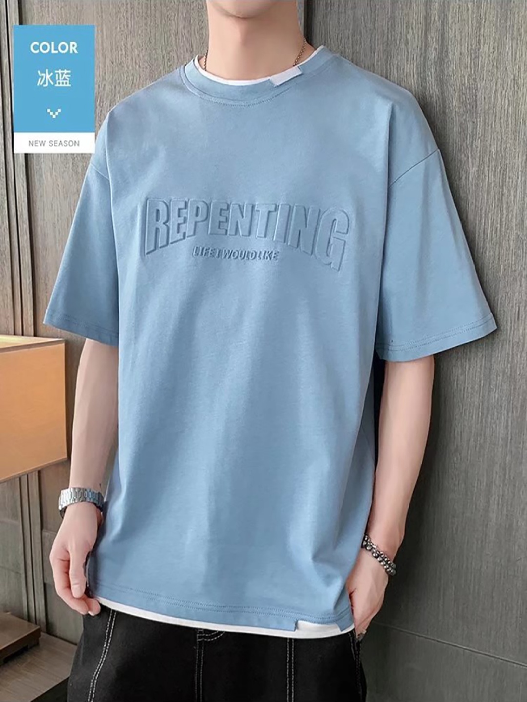 

StyleCast x Revolte Men Typography Printed Round Neck T-shirt, Blue