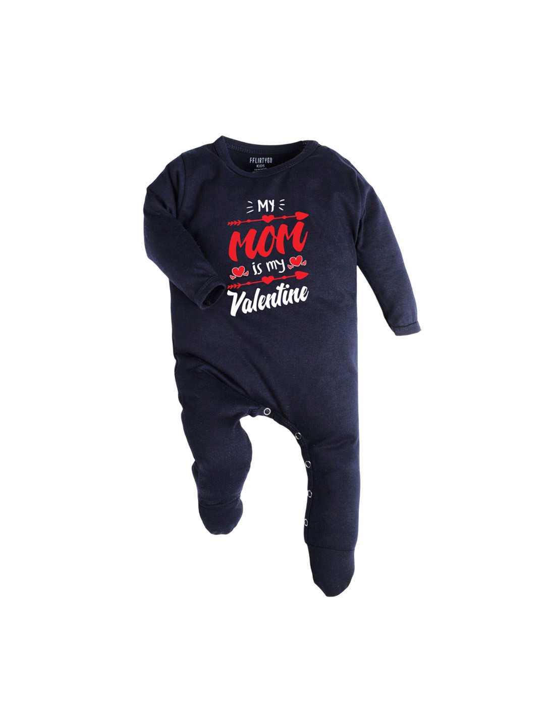 

FFLIRTYGO Infants Valentine Day Printed Cotton Sleepsuit, Navy blue