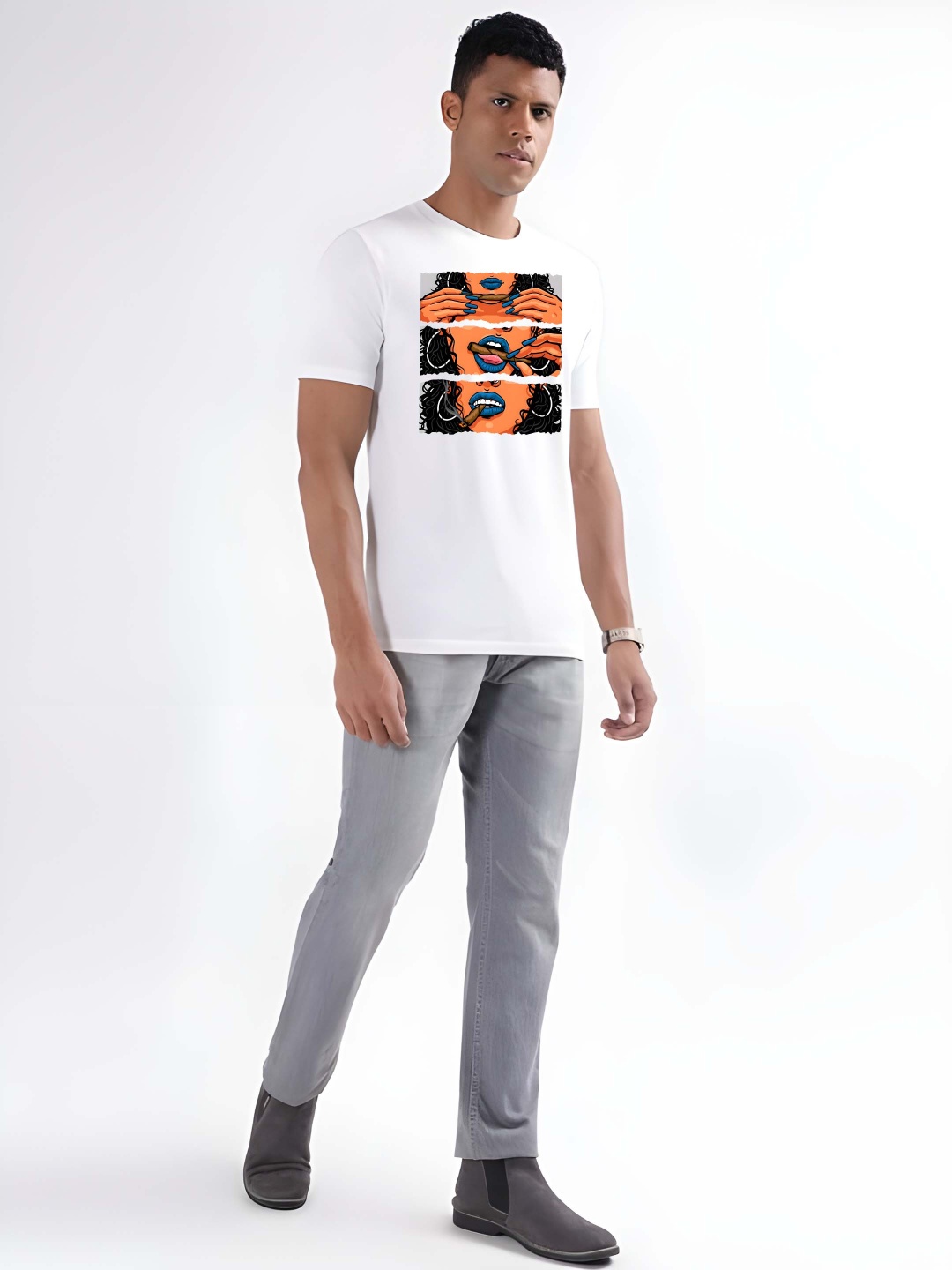

BOWLIFESTYLE Men Pure Cotton T-shirt, White