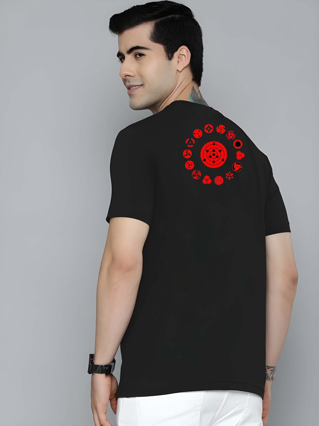 

Krimmple Men Pure Cotton T-shirt, Black