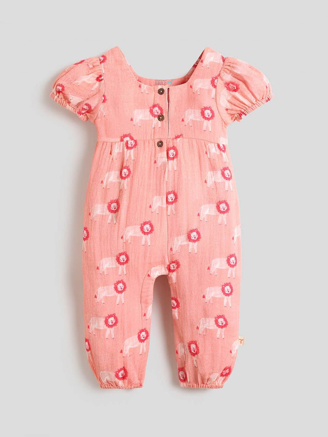 

Somersault Infant Girls Printed Pure Cotton Romper, Peach