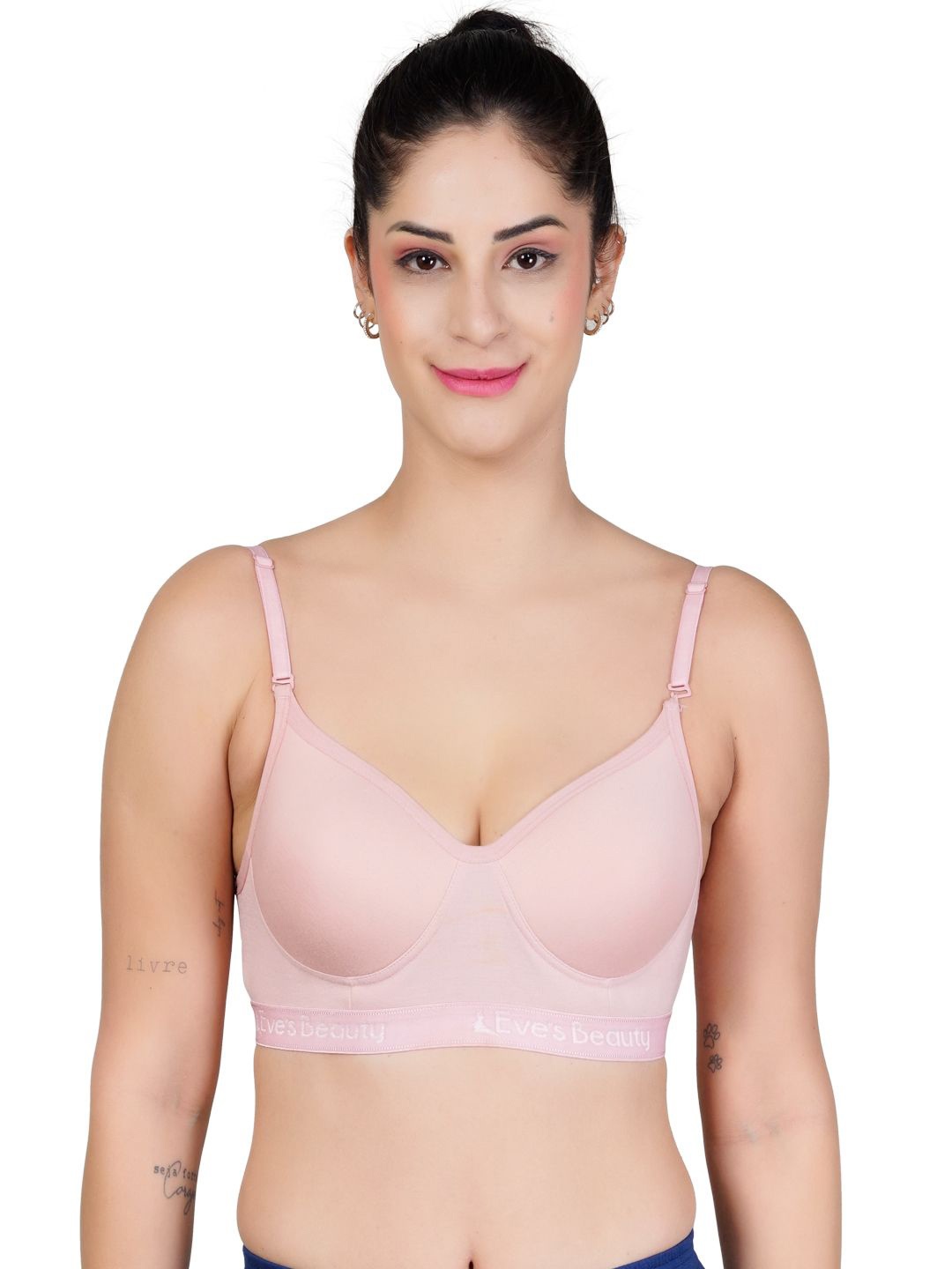 

Eve's Beauty Women Seamless Full Coverage Lightly Padded Bra, Peach
