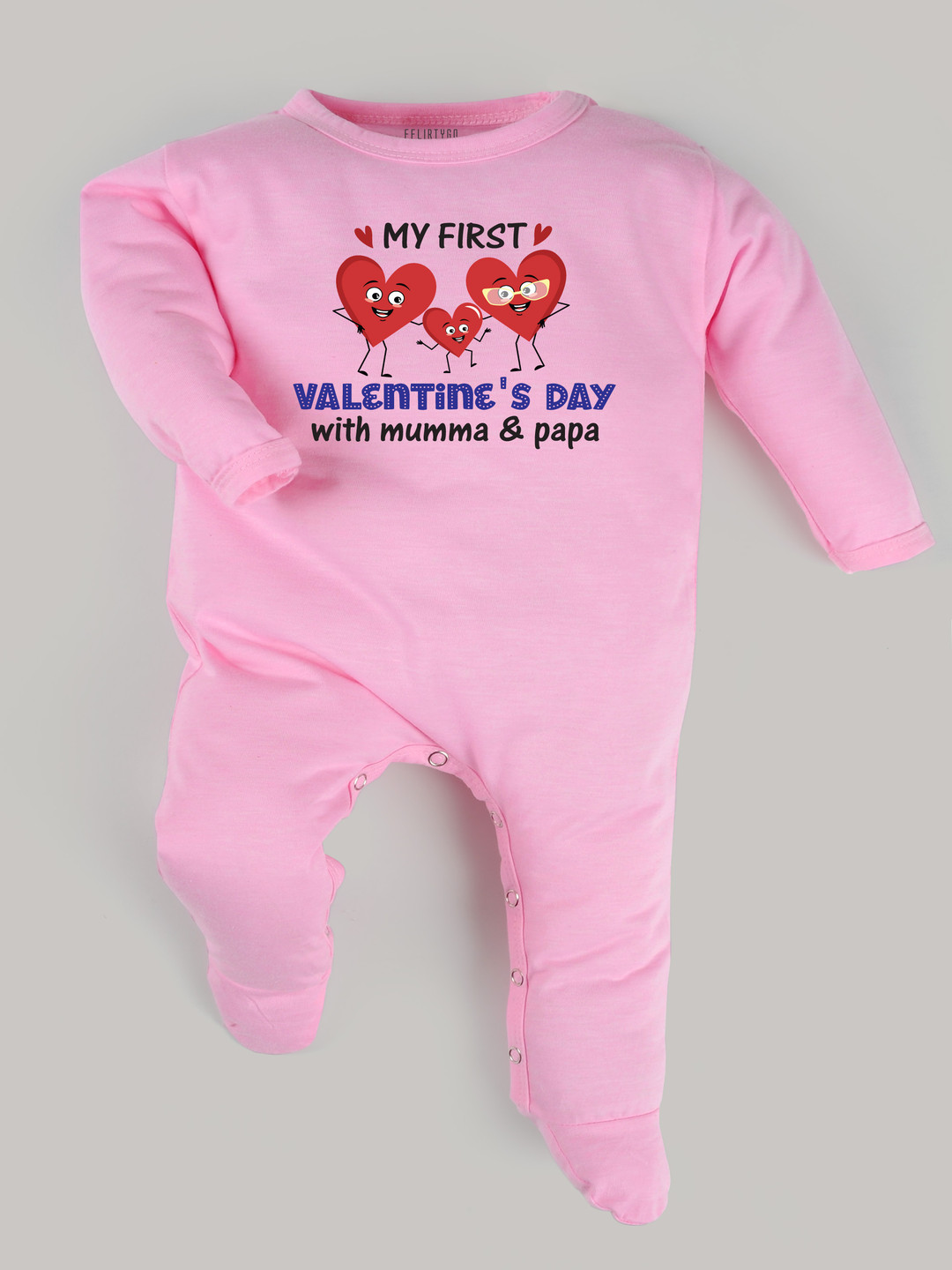 

FFLIRTYGO Infants Valentine Day Printed Cotton Sleepsuit, Pink