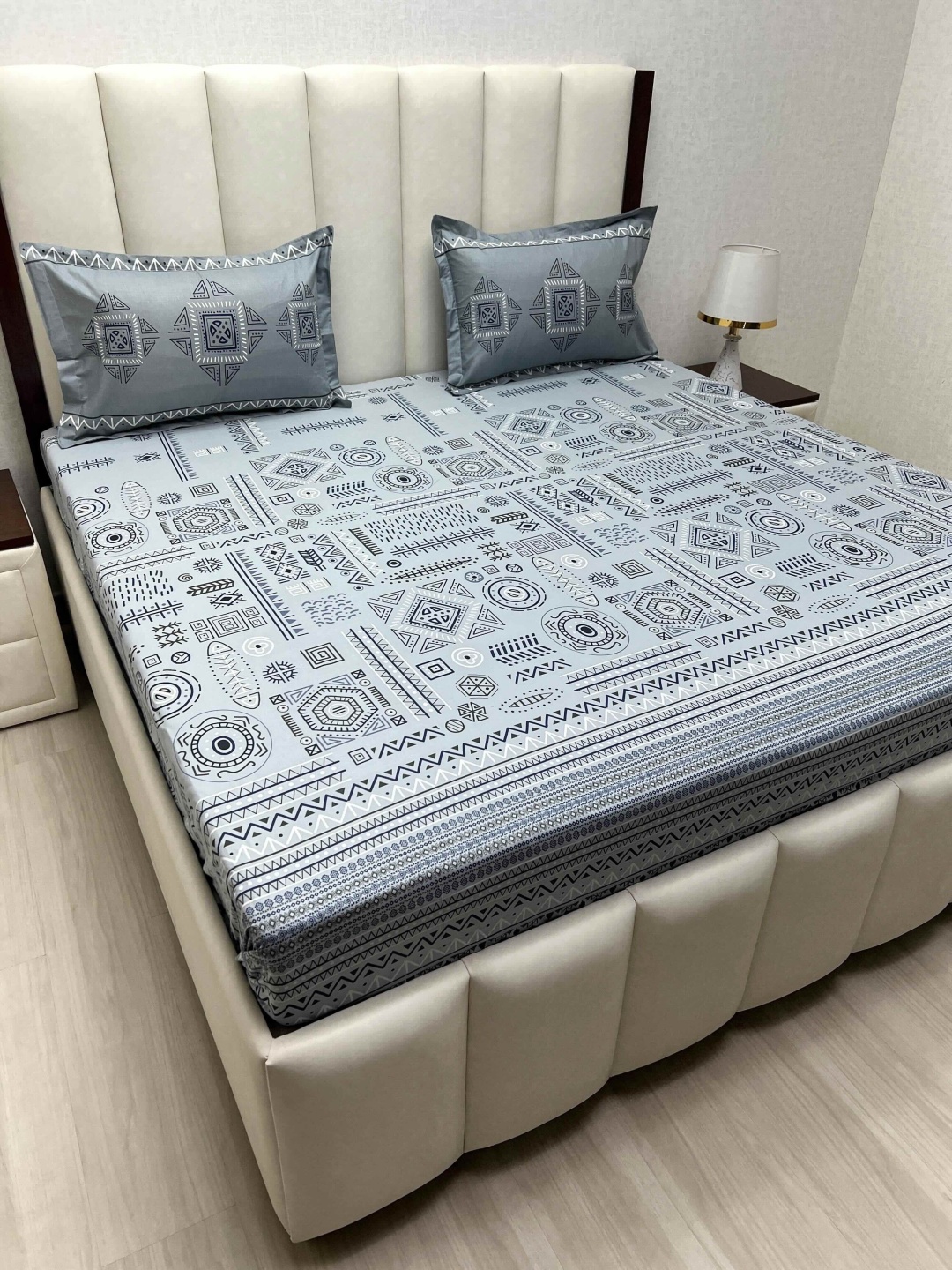 

Pure Decor Cotton King Size Double Bed Bedsheet With 2 Pillow Covers 2.74m X 2.74m, Grey