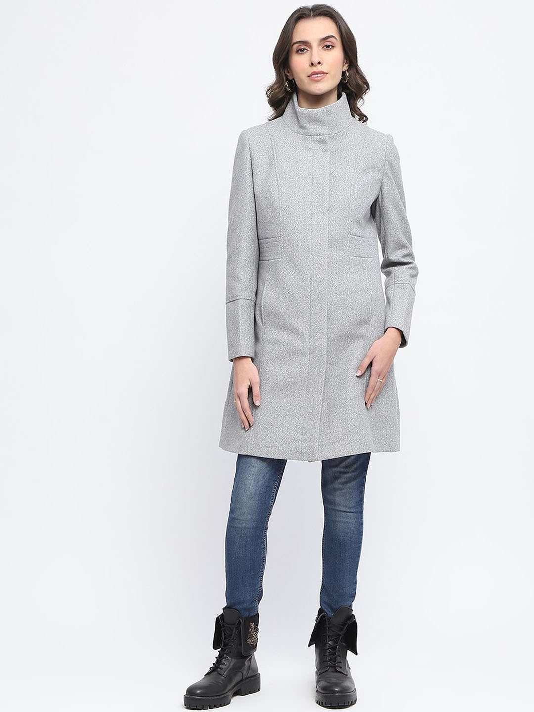 

Madame Single-Breasted Longline Overcoat, Grey
