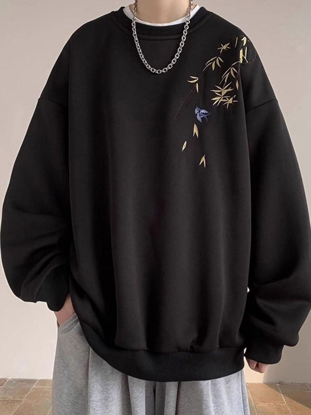 

StyleCast x Revolte Men Embroidered Sweatshirt, Black