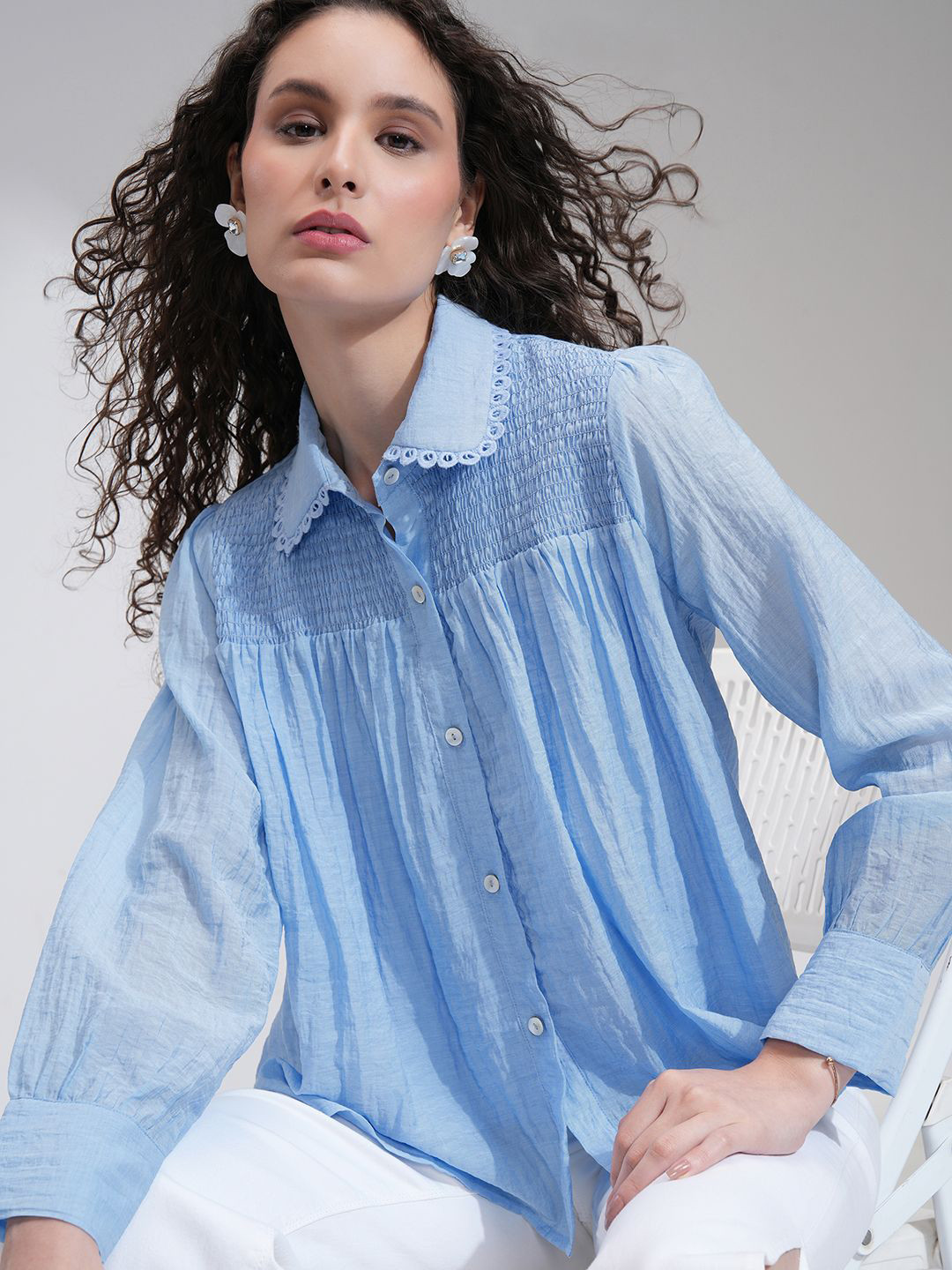 

Tokyo Talkies Women Shirt Style Top, Blue