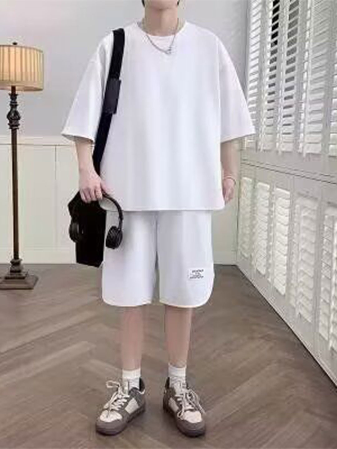 

StyleCast x Revolte Round Neck T-Shirt And Shorts, White