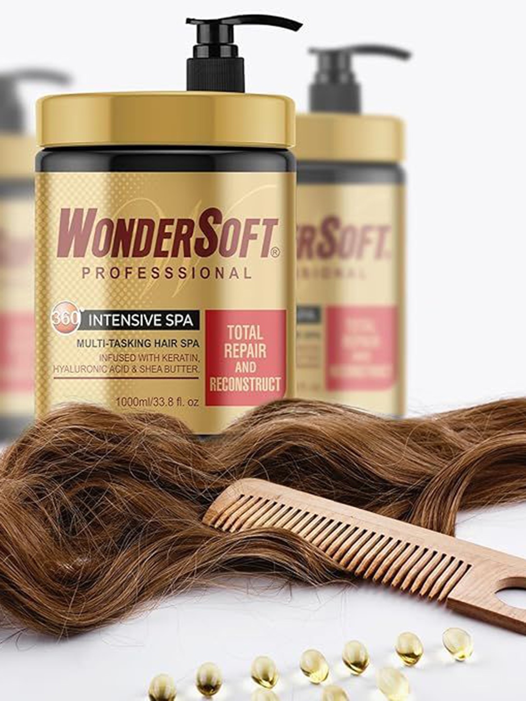 

WonderSoft Professional 360 Intensive Spa Multi-tasking Infused With Keratin- 1 L, Rose gold