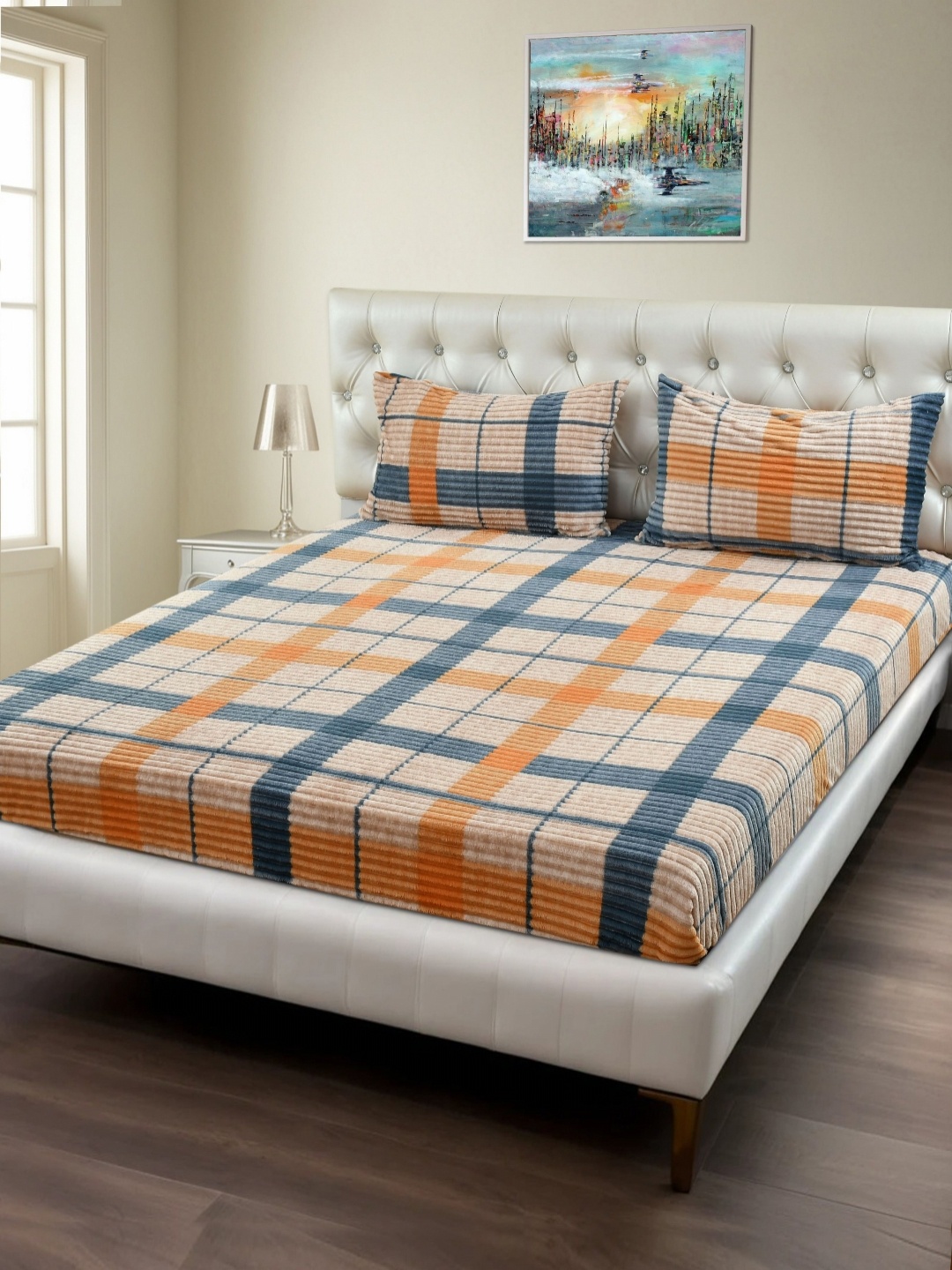 

BREVARD Mustard 180 TC Wool Queen Bedsheet Set 1.82 m x 1.82 m