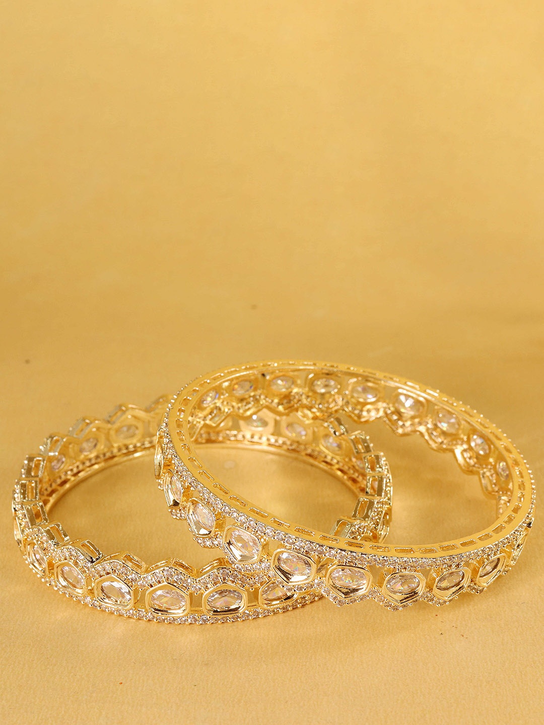 

NMII Set Of 2 American Diamond Studded Bangles, Gold