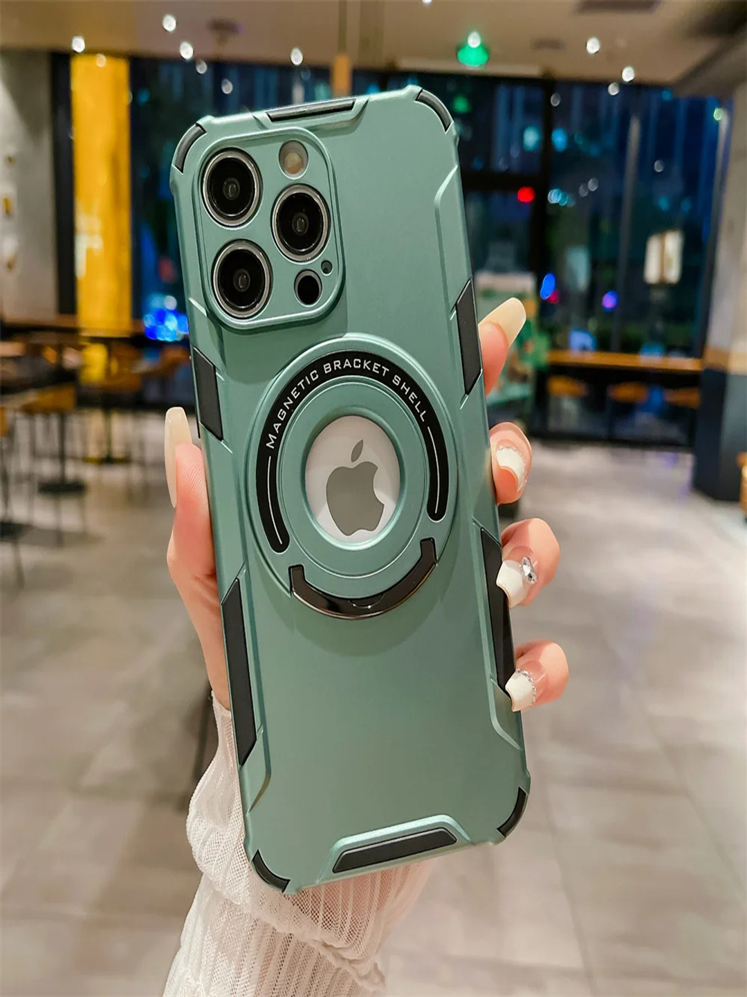 

Luxury Kase Solid Printed iPhone 15 Pro Back Case Mobile Accessories, Green