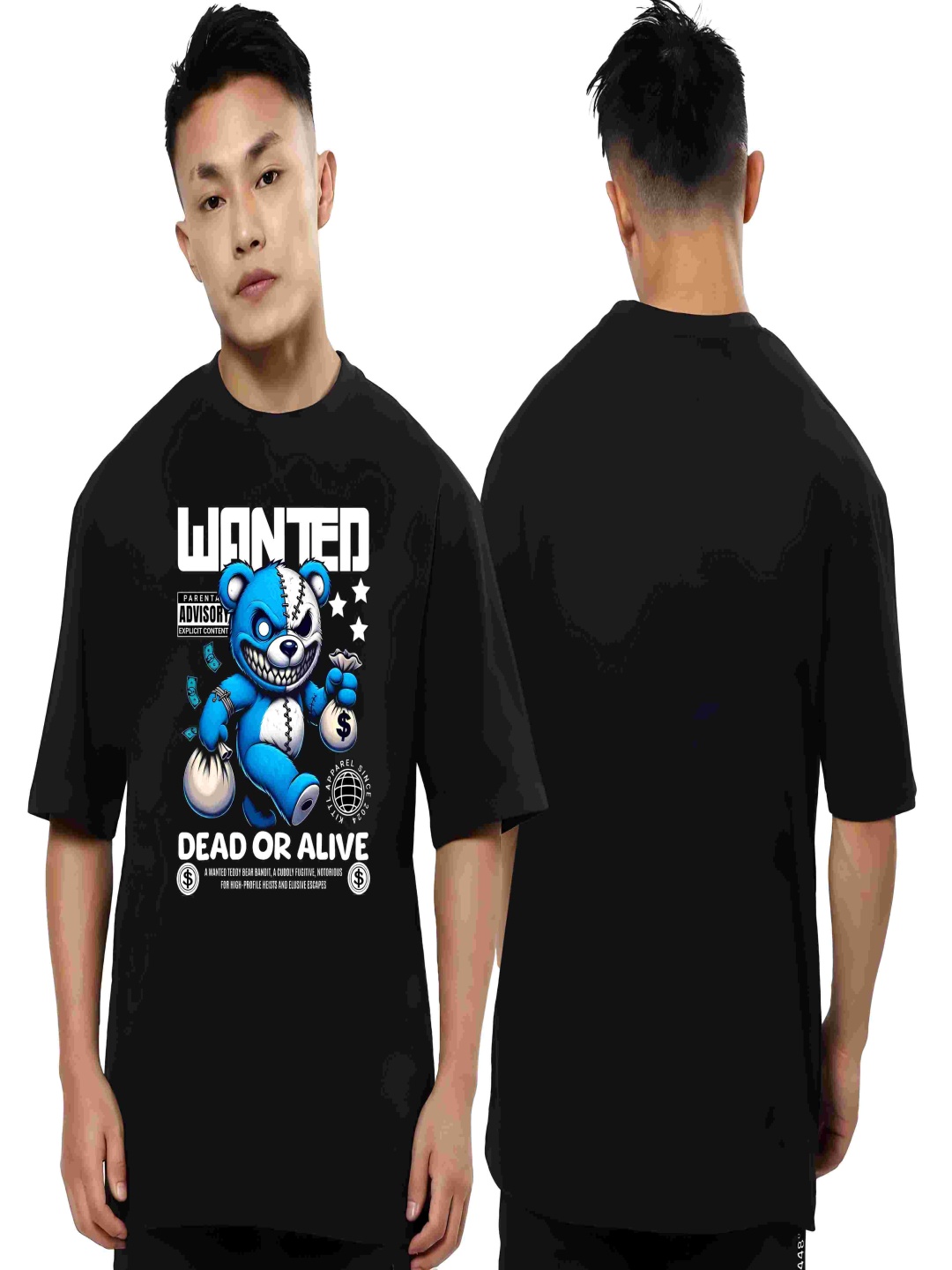 

BOWLIFESTYLE Men Drop-Shoulder Sleeves Pure Cotton T-shirt, Black