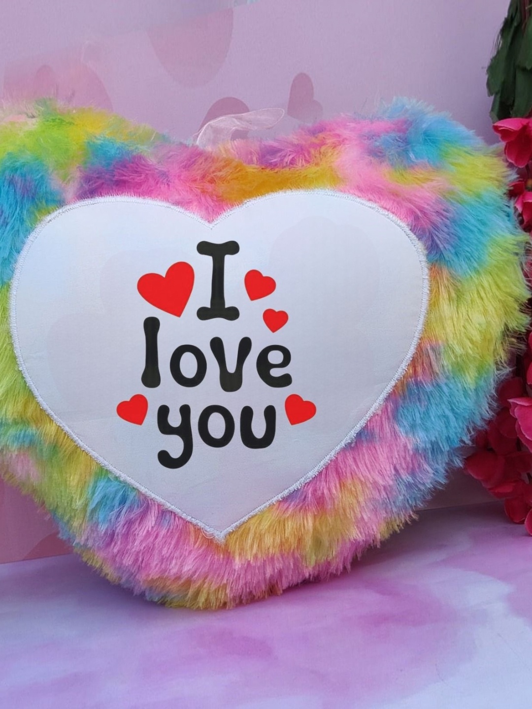 

Anikmart White & Pink Printed Pre-Filled Heart Shaped Cushion