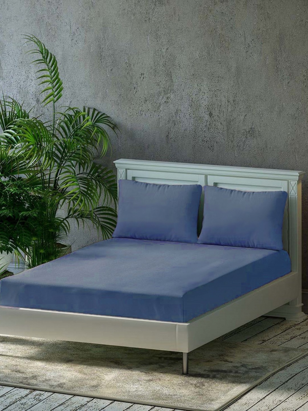 

Trance Home Linen Blue Cotton 300 TC King Bedsheet Set- 1.98 m x 1.82 m