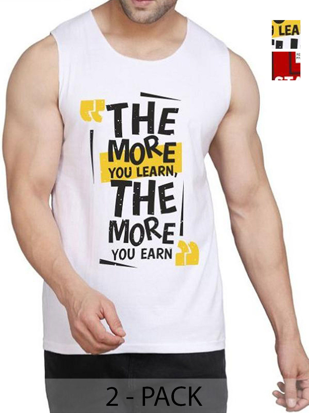 

WOOSTRO Men Pack Of 2 Typography Printed Round Neck Cotton Slim Fit T-shirts, Red