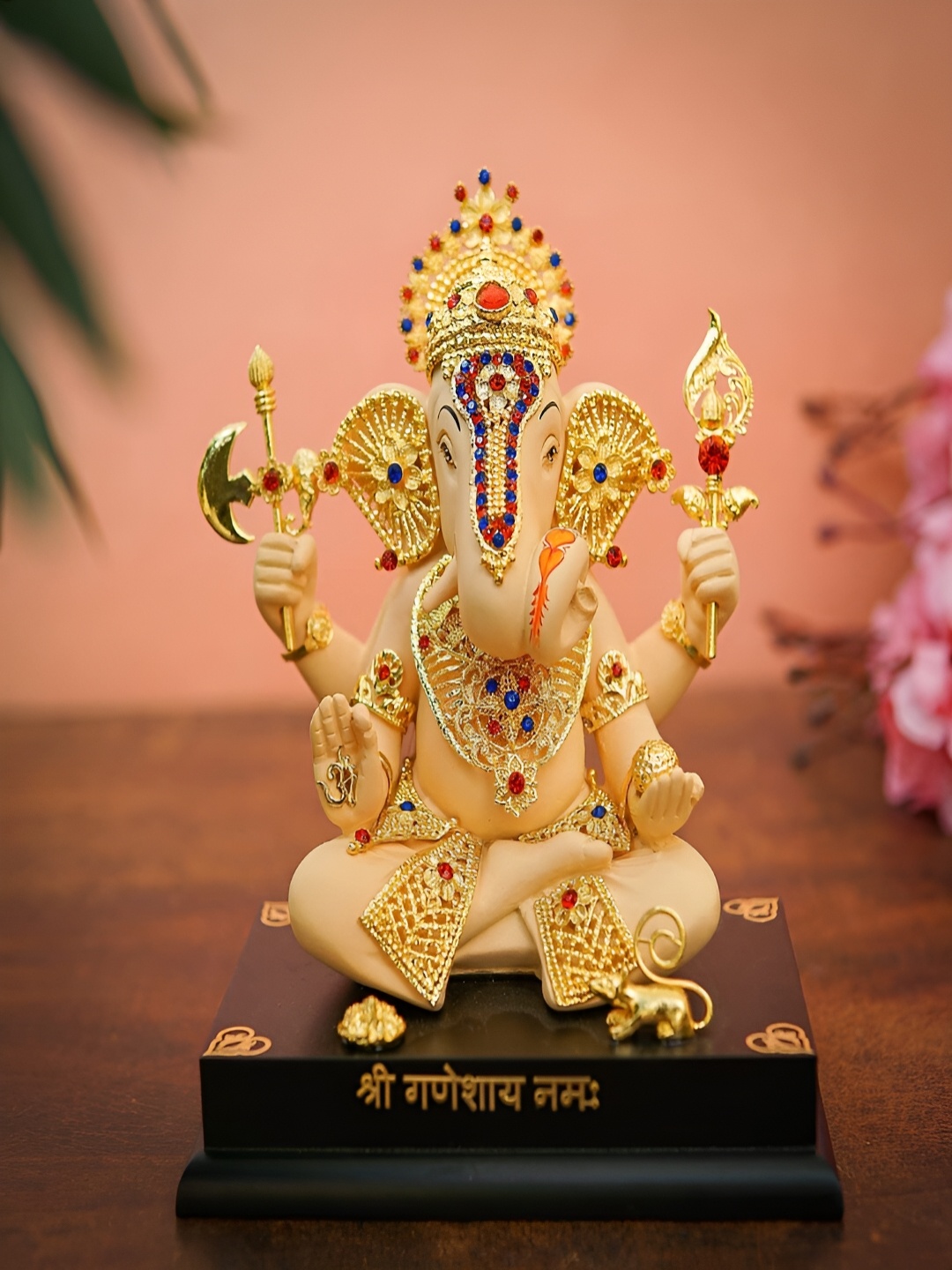 

Craftlayout Statue Gold-Plated And Red Lord Ganesha Religious Idol Showpiece