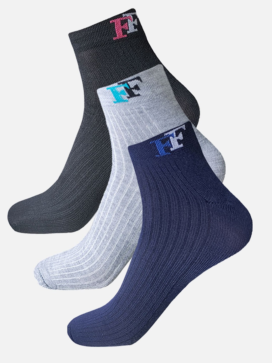 

StyFun Men Pack Of 3 Ankle-Length Socks, Black