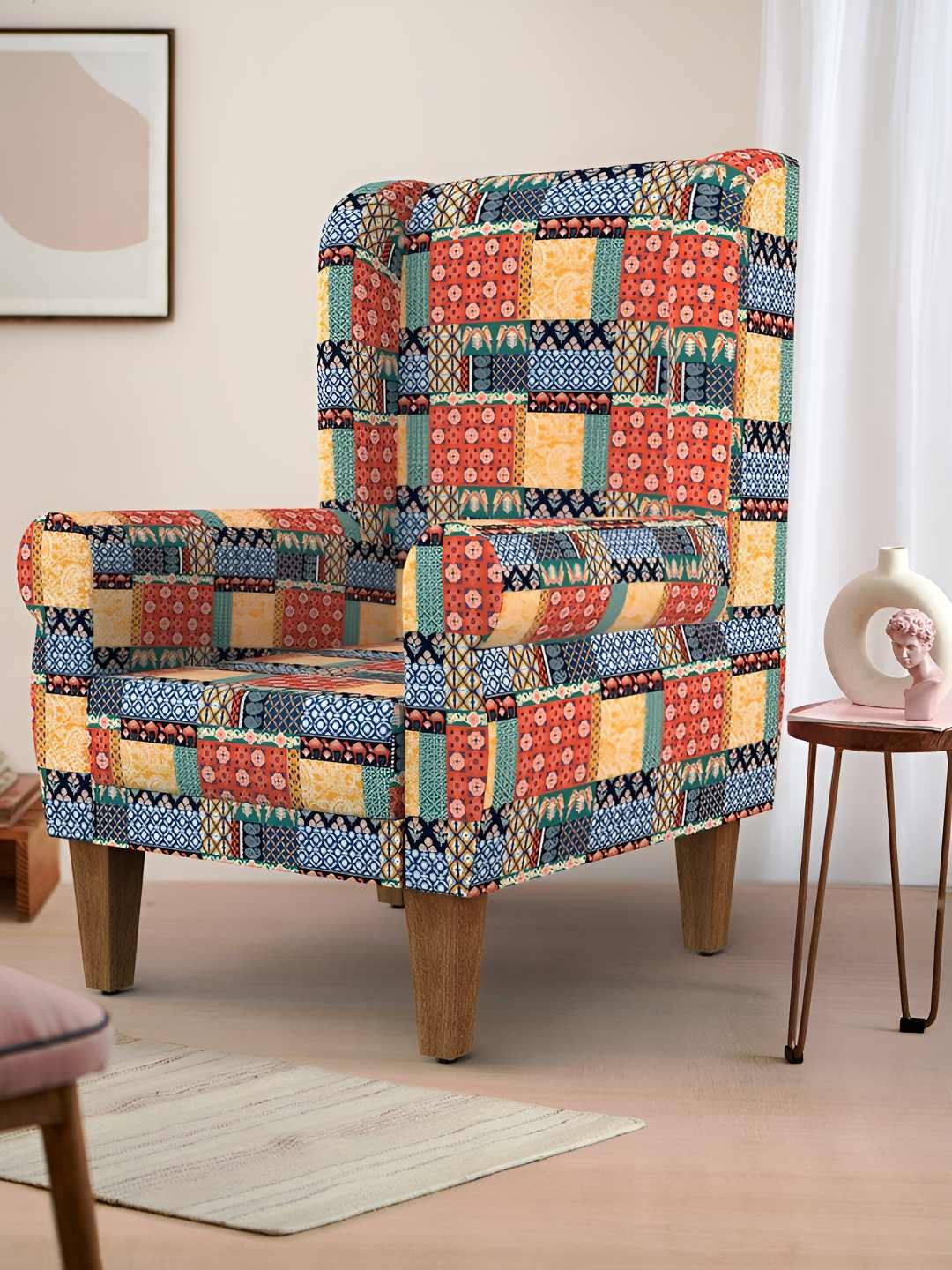 

Chumbak Begum Wing Red & Blue Chair-Boho Patches