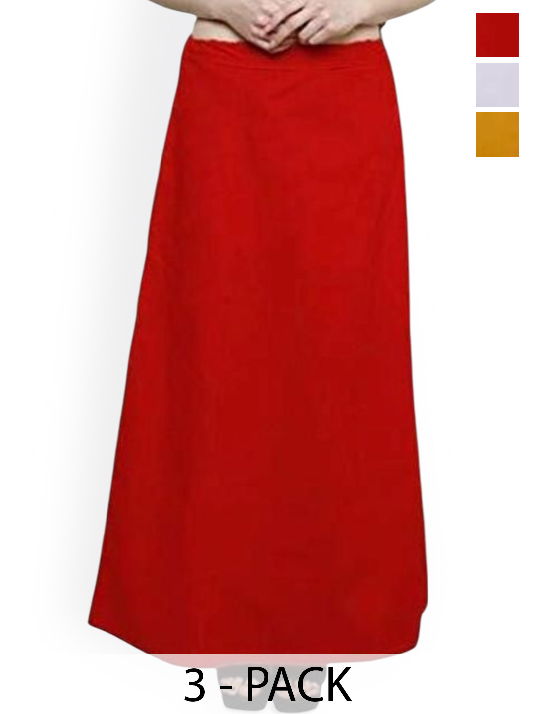 

PR PINK ROYAL Women Pack Of 3 Pure Cotton Saree Shapewear, Red