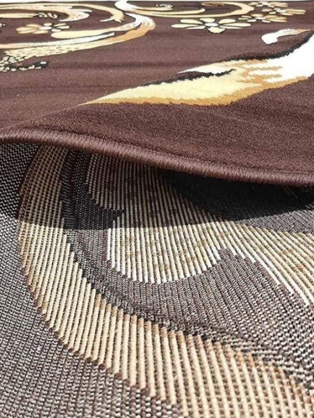 

Samjeeda Handloom carpets Gold Toned & Brown Floral Printed Anti-Skid Carpet