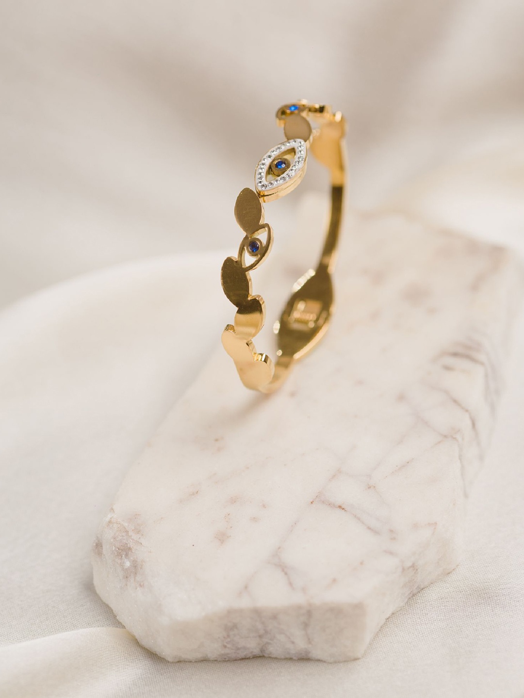 

ARTKLIM Women Gold-Plated Evil Eye Bangle-Style Bracelet