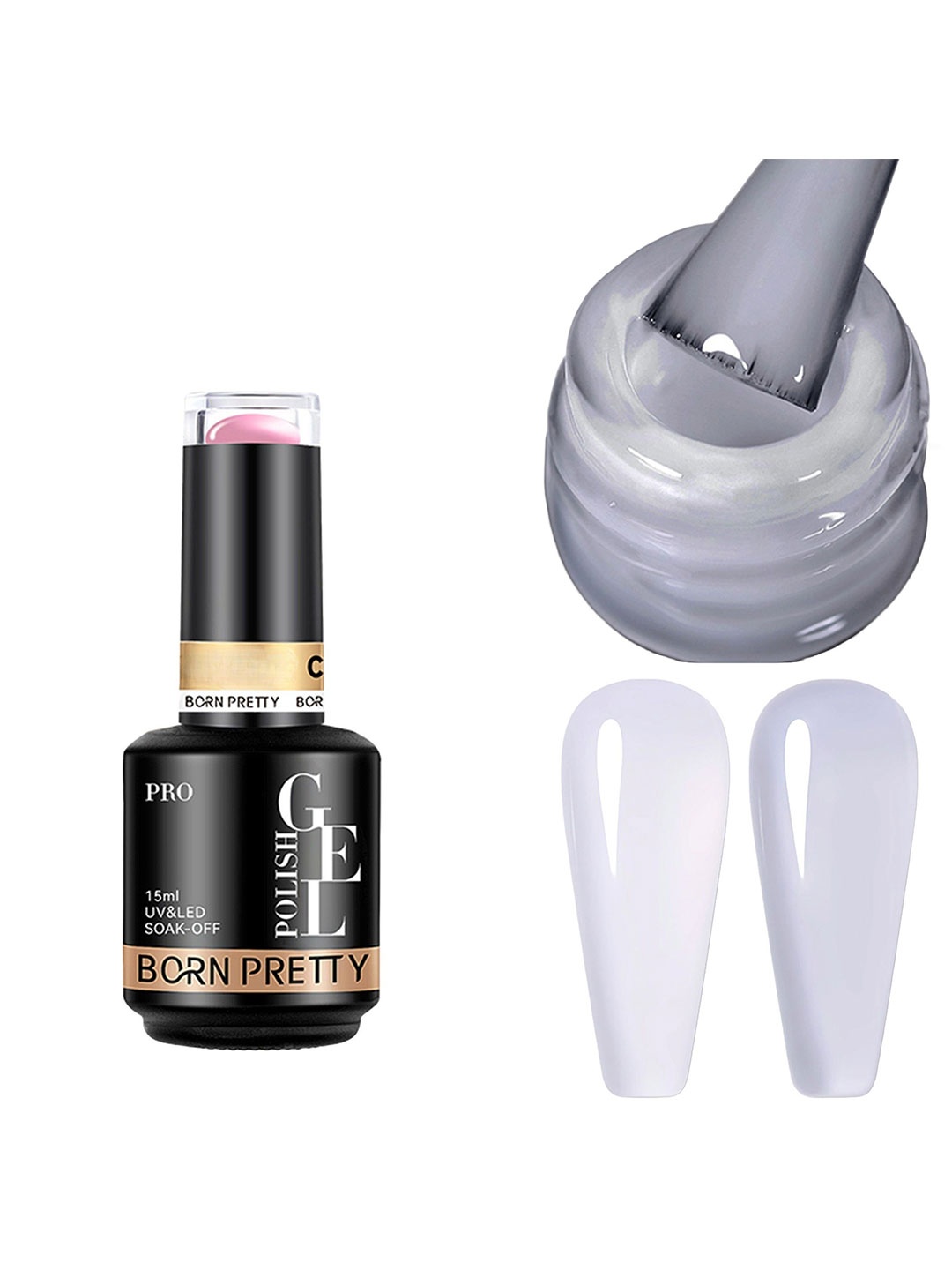 

BORN PRETTY UV & LED Soak Off Long Lasting Gel Nail Polish - 15 ml - C147, Grey