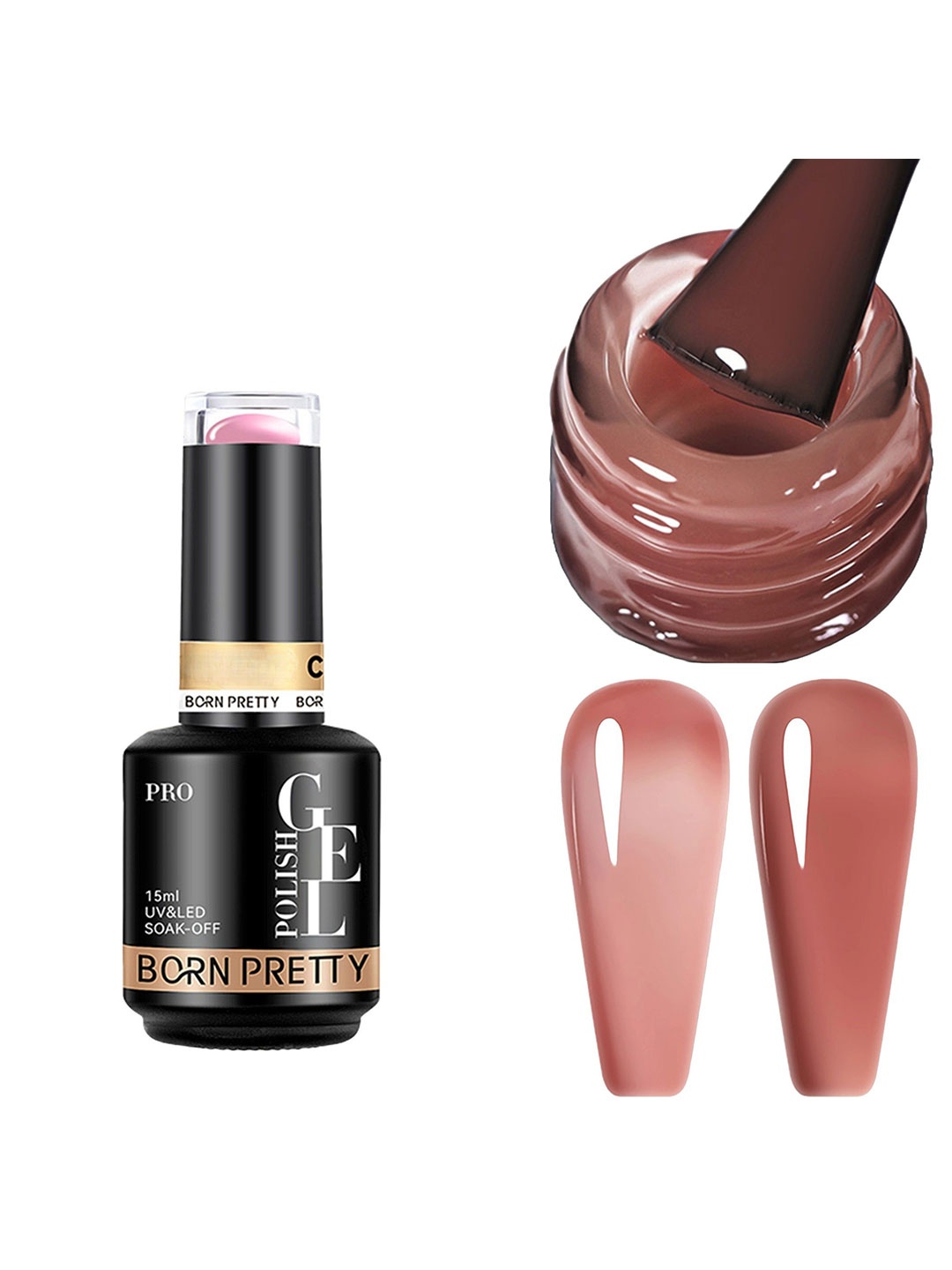 

BORN PRETTY UV & LED Soak Off Long Lasting Gel Nail Polish - 15 ml - C172, Brown