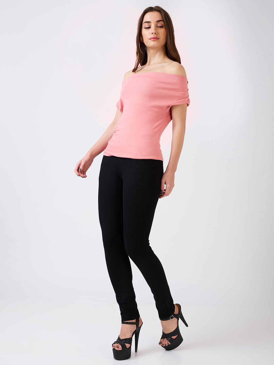 

Globus Stretchable Mid Rise Skinny Fit Workwear Treggings, Black