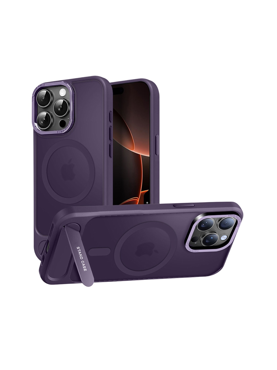 

Karwan Matte Back Compatible with Stand Magnetic iPhone 15 Pro Back Case, Purple