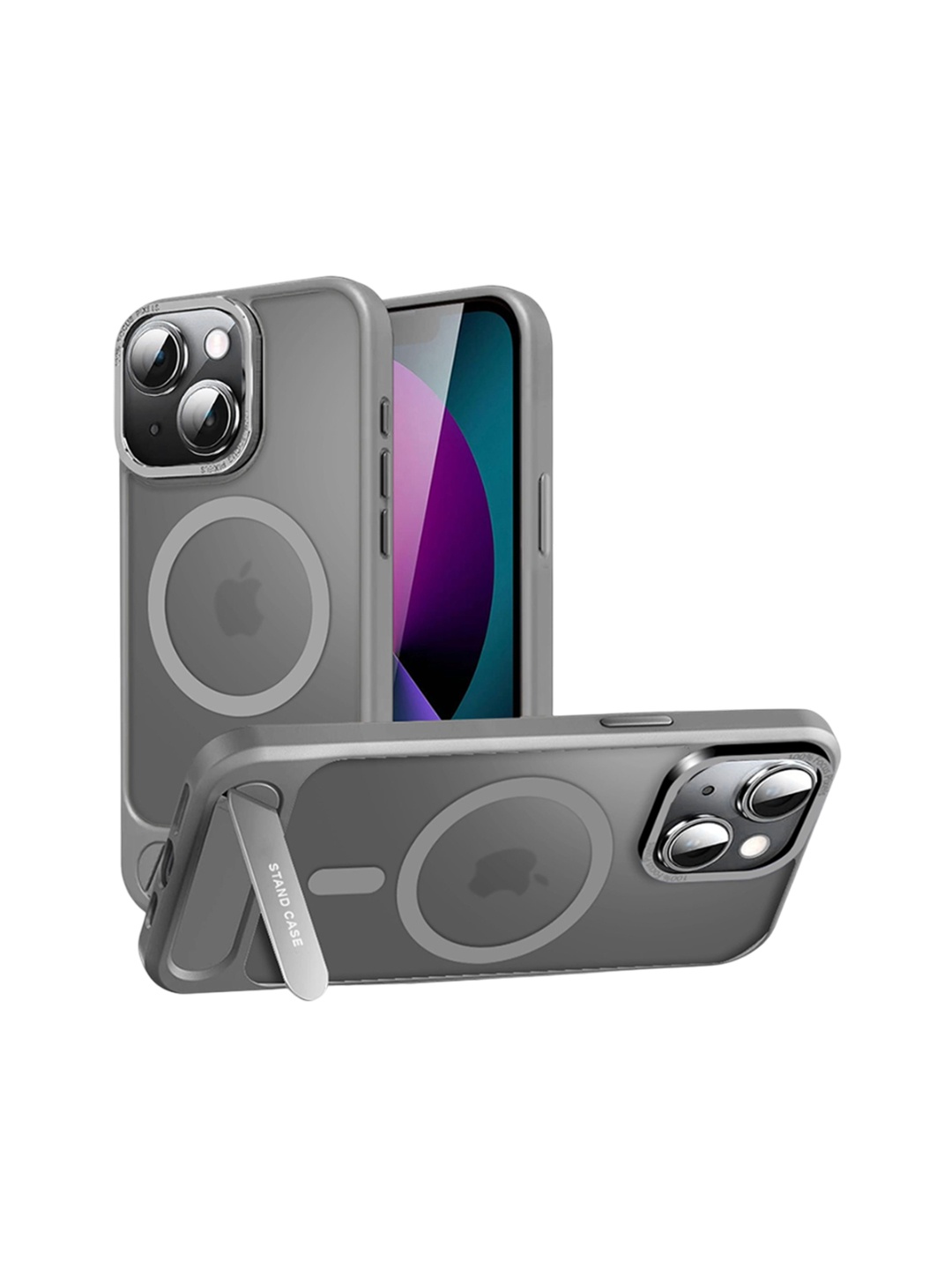 

Karwan Matte Compatible with Stand Magnetic iPhone 14 Back Case, Grey
