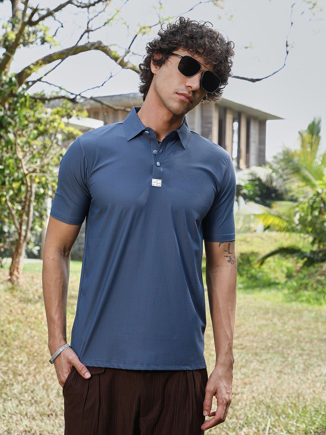 

Campus Sutra Men Polo Collar Pockets T-shirt, Green