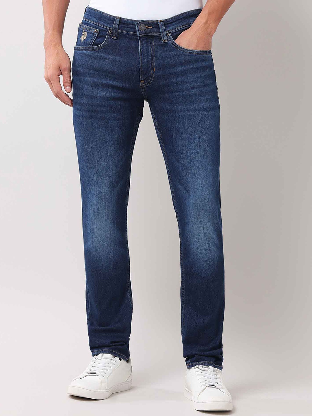 

U.S. Polo Assn. Denim Co. Men Slim Fit Mid-Rise Light Fade Cotton Jeans, Blue