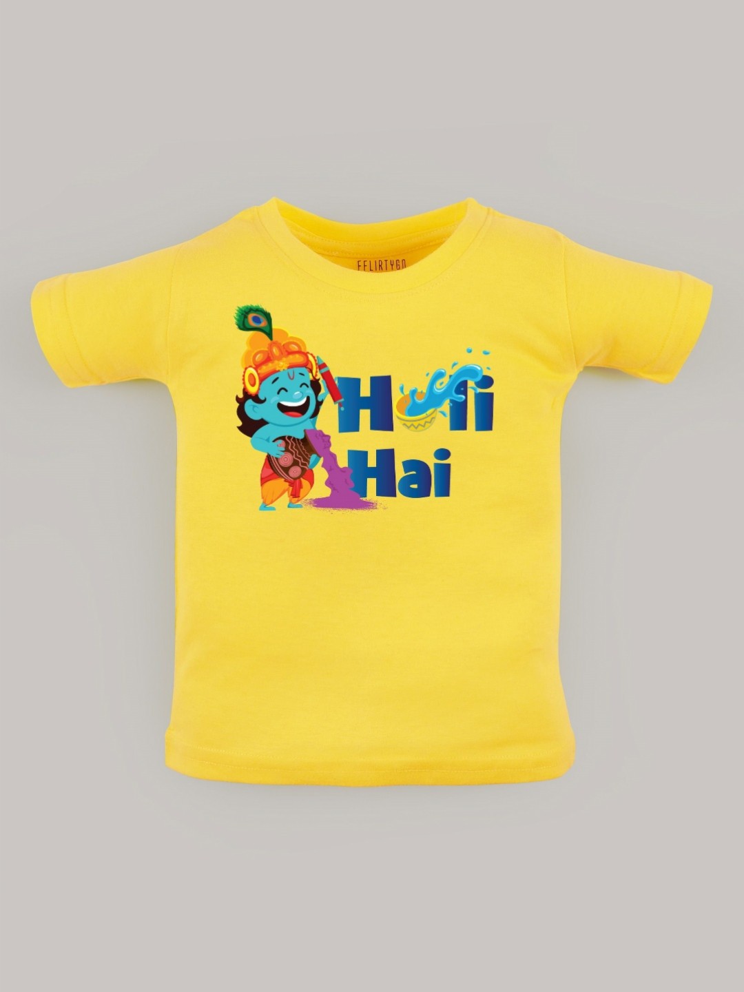 

FFLIRTYGO Unisex Kids Graphic Printed Round Neck Cotton T-shirt, Yellow