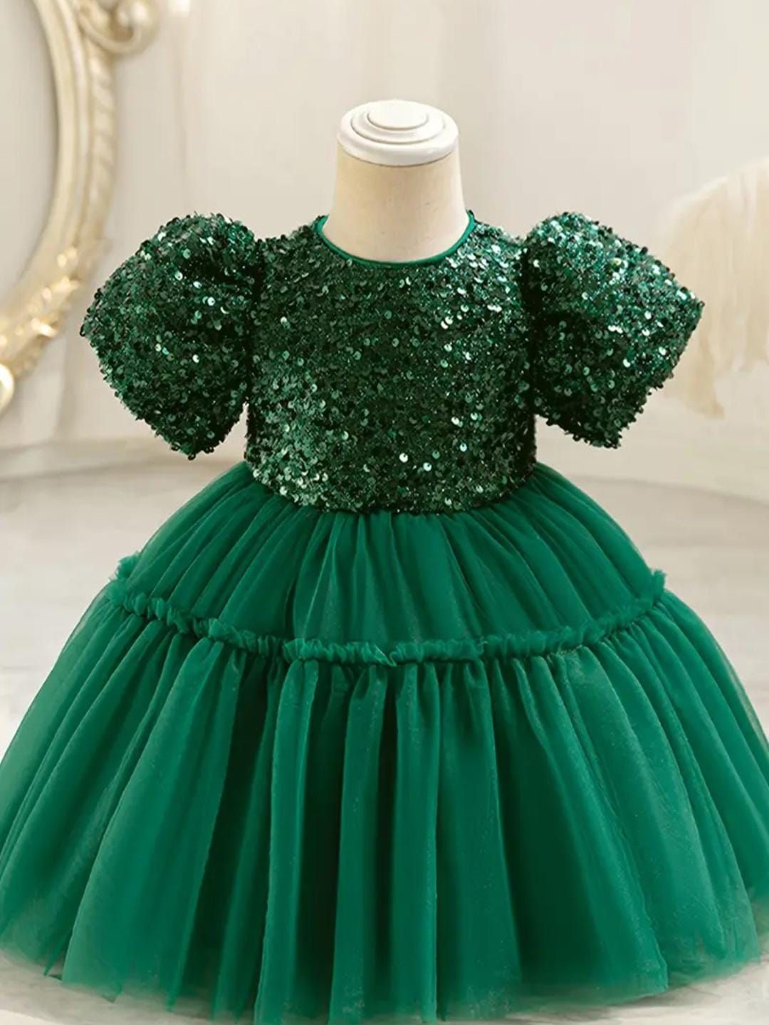 

BAESD Floral Embroidered A-Line Dress, Green