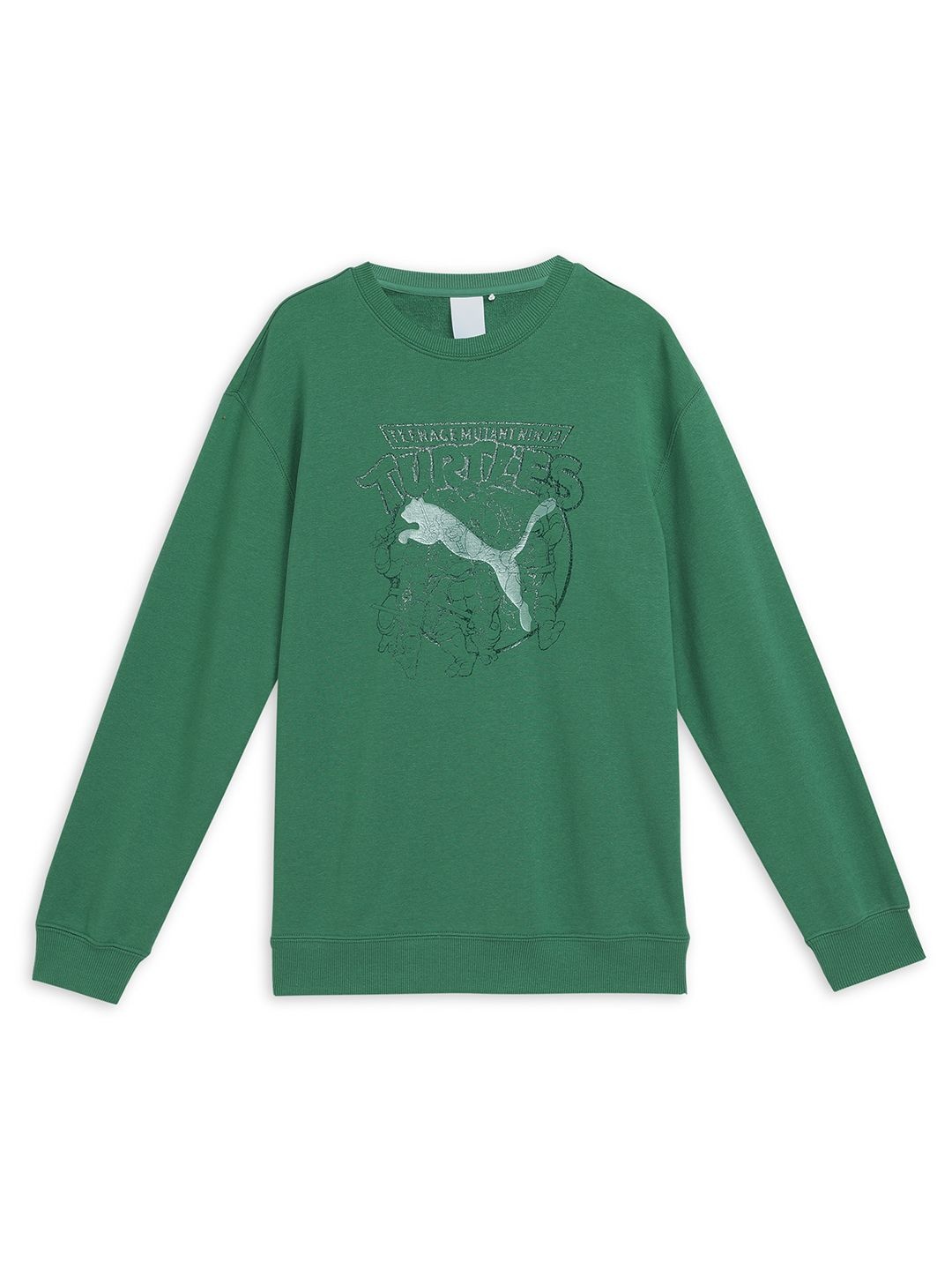 

PUMA x TMNT Youth Graphic Boys Printed Cotton Relaxed Fit Sweatshirt, Green
