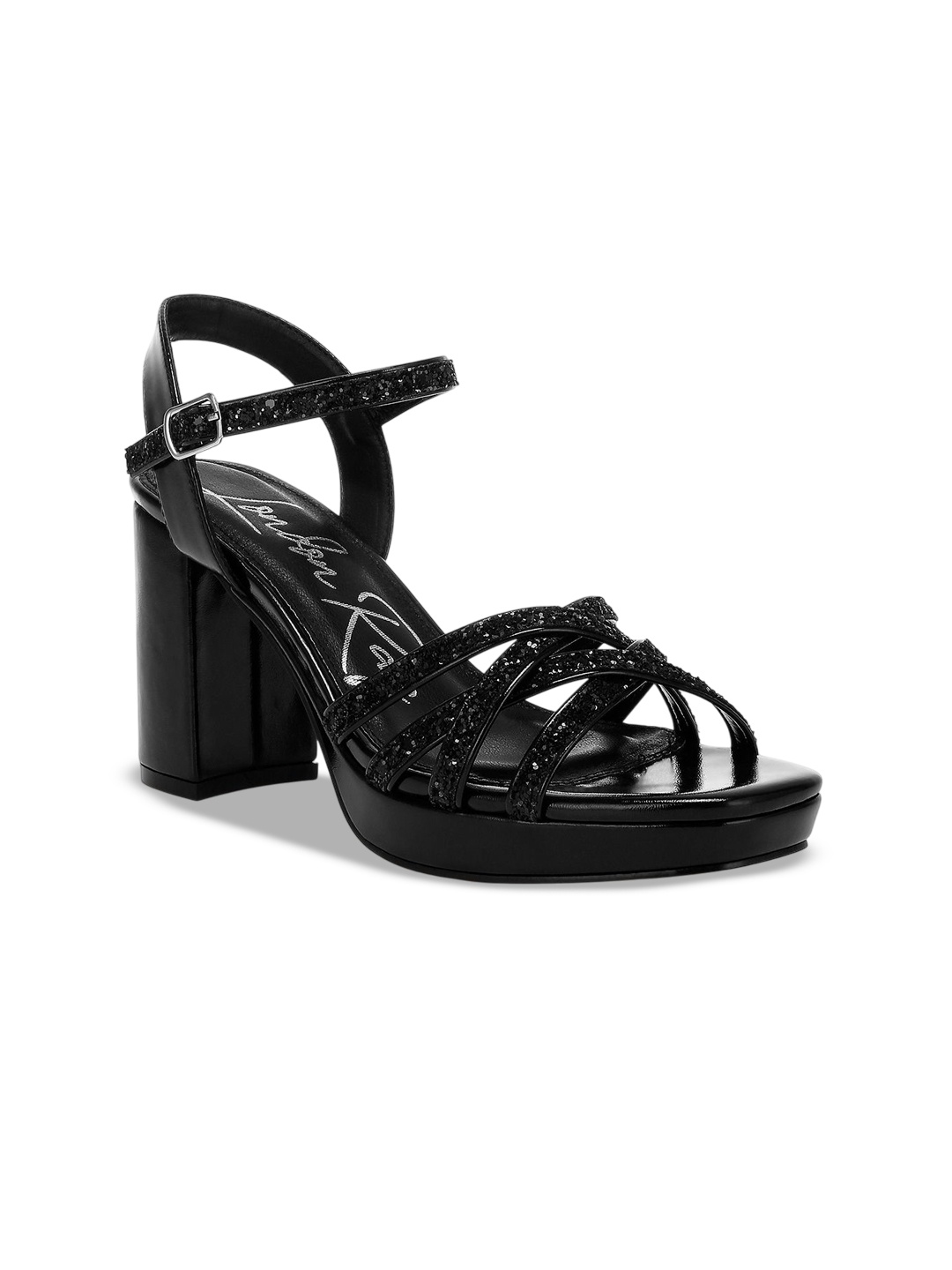 

London Rag Leather Block Sandals, Black
