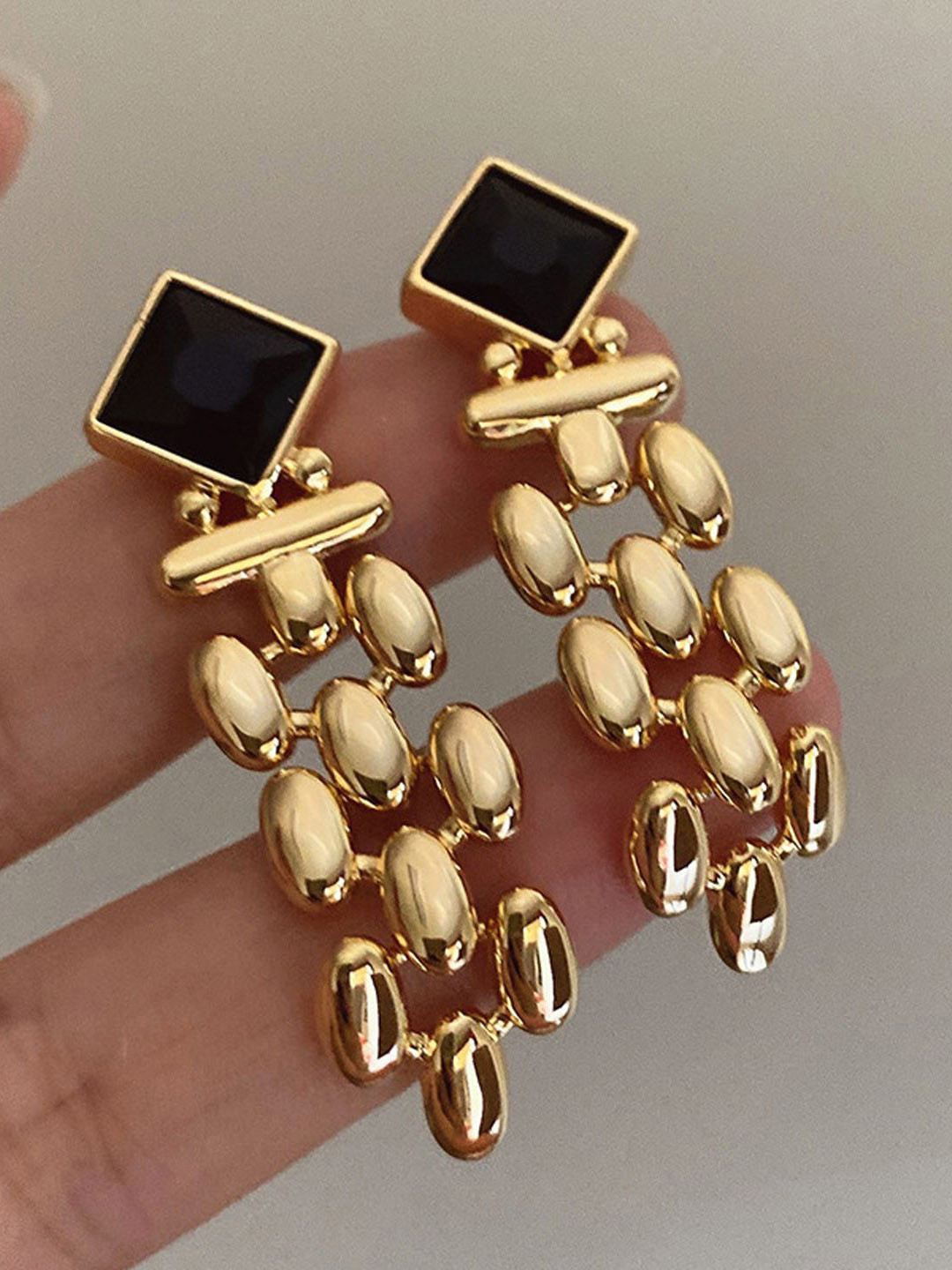 

Just Lil Things Geometric Shaped Drop Earrings, Gold
