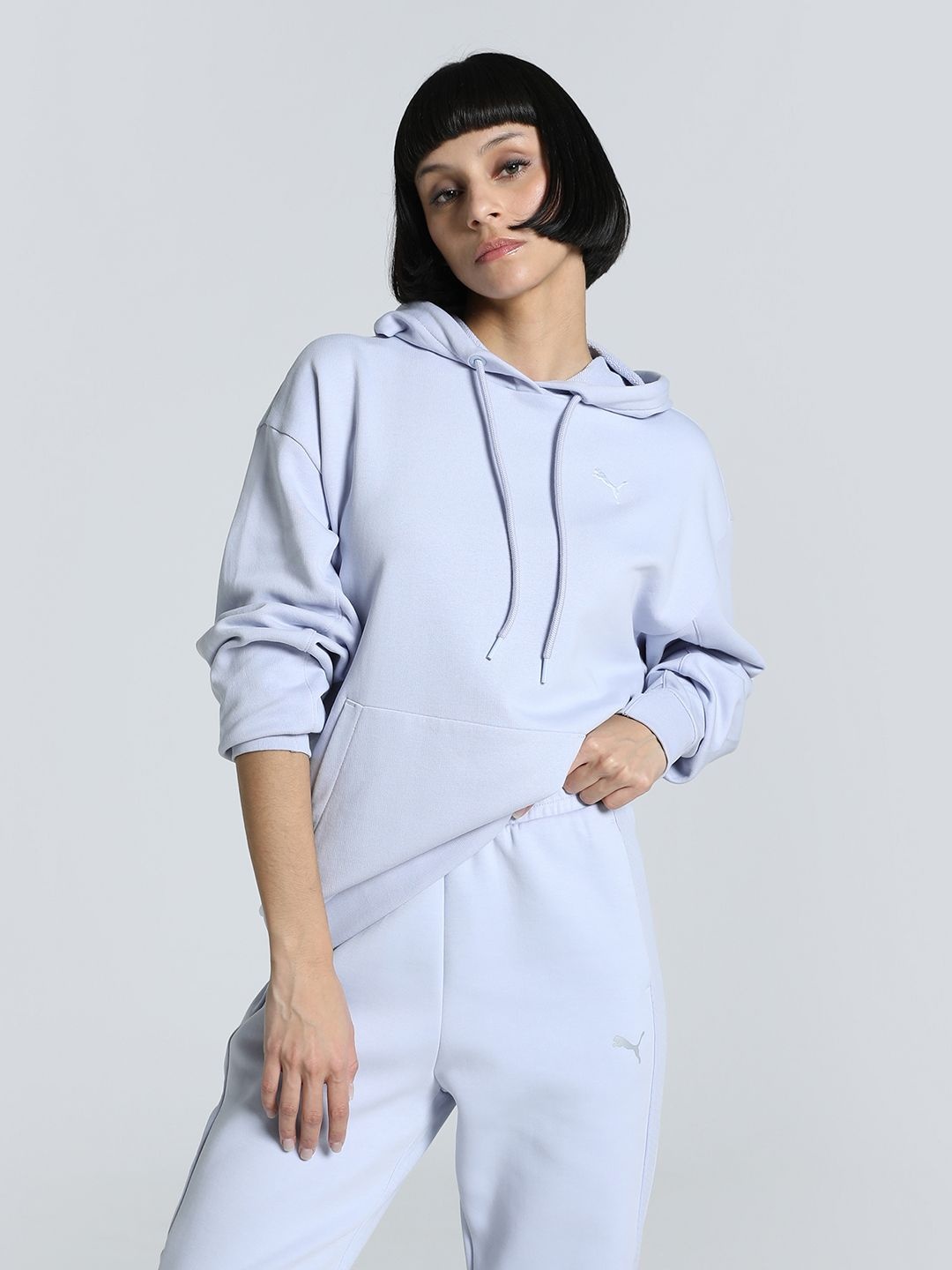 

Puma Women Her Cotton Relaxed Fit Hoodie, Blue