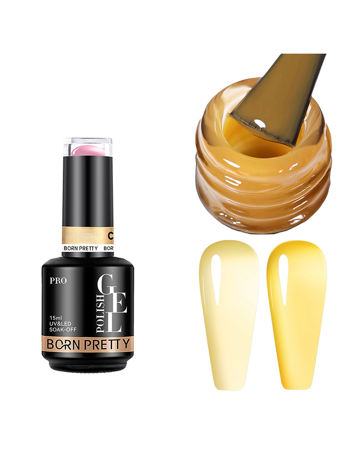 

BORN PRETTY UV & LED Soak Off Long Lasting Gel Nail Polish - 15 ml - C127, Yellow