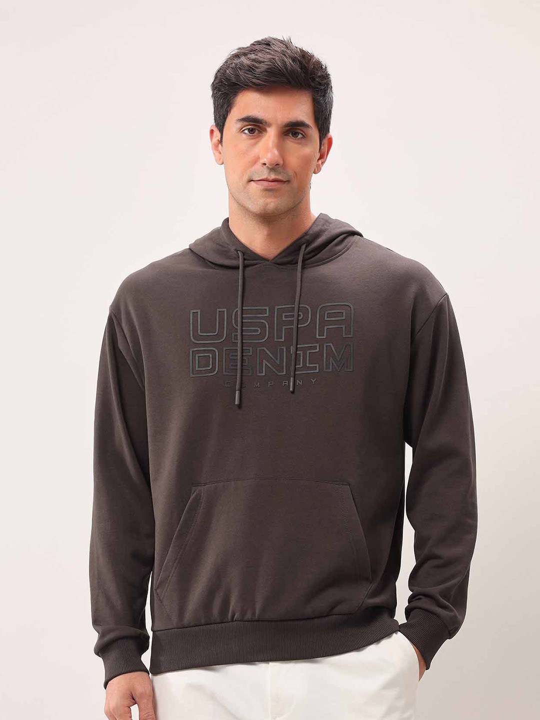 

U.S. Polo Assn. Denim Co. Men Printed Hooded Pullover Sweatshirt, Brown