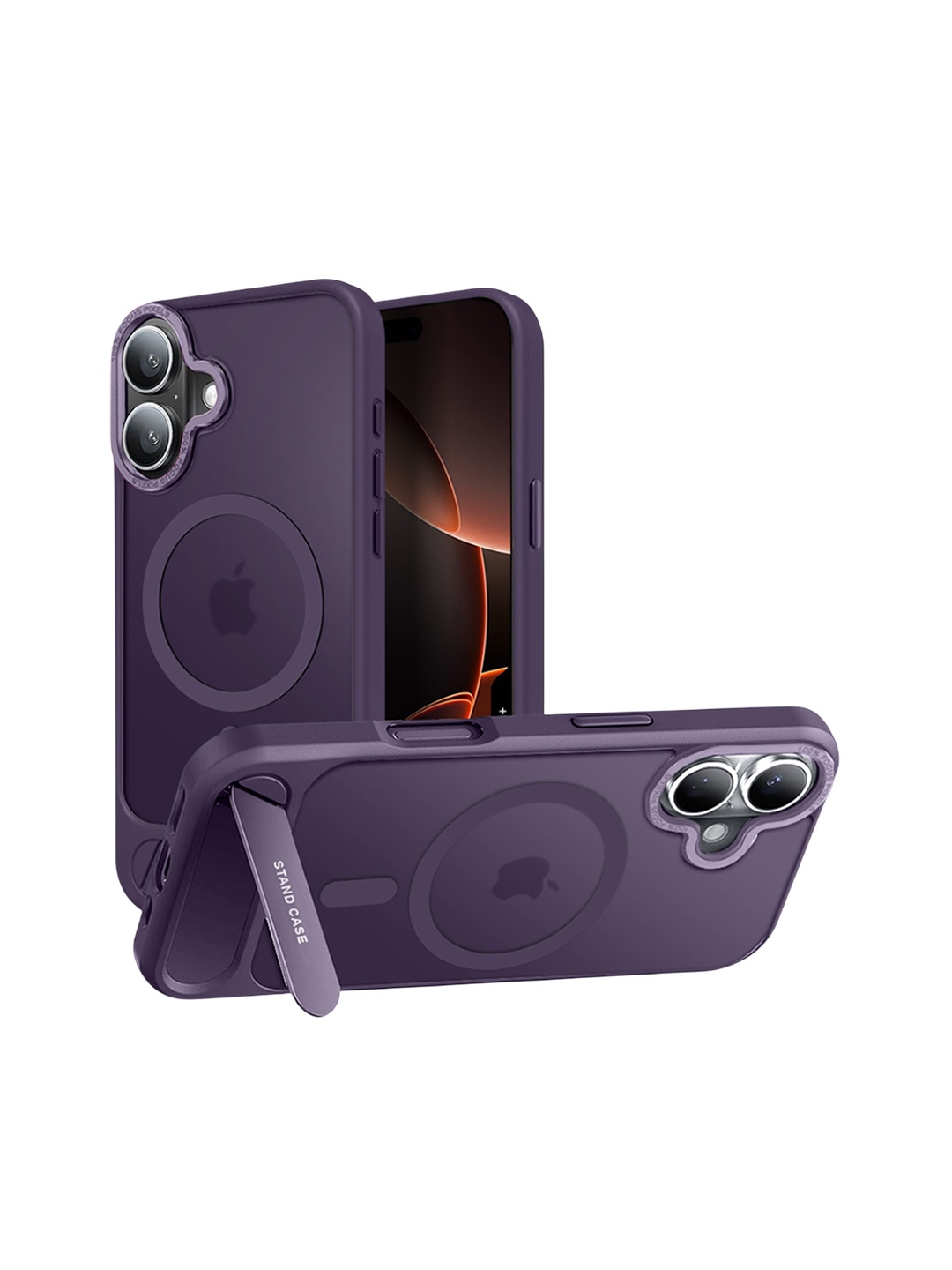 

Karwan Matte Compatible with Stand Magnetic iPhone 16 Back Case, Purple